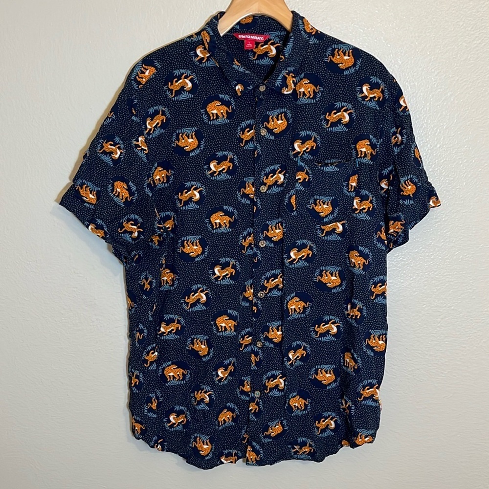 Unionbay Animal Print Button Down Casual Rayon Shirt